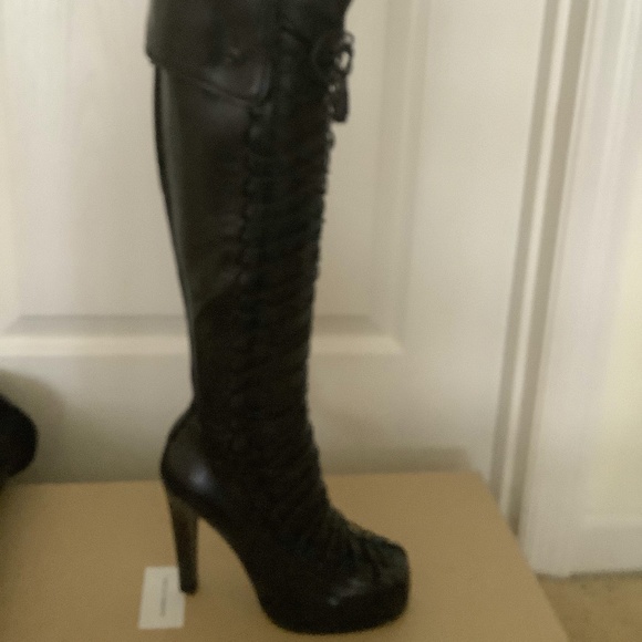 Tabitha Simmons Codi Over the Knee Black Lace Up Combat Boots Size 38.5 New! - Picture 16 of 16